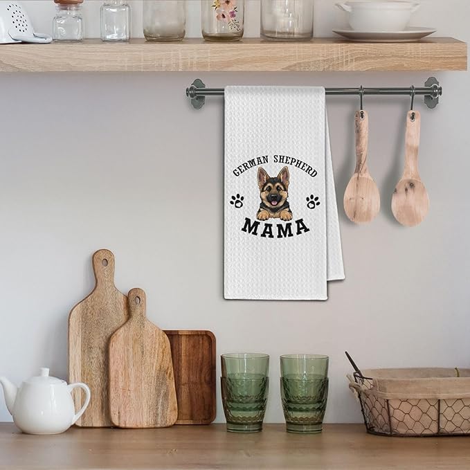 German Shepherd Kitchen Towels, Dog Mama GSD Gifts for Women & Dogs Moms, German Shepherd Dog Lover Gifts Decorative Hand Towels for Bathroom, 16x24 Inch