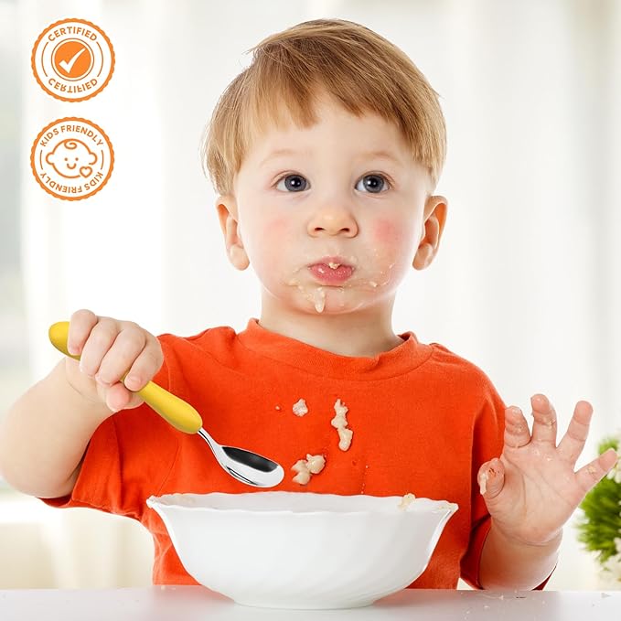 Lehoo Castle 6 Pieces Toddler Utensils, Kids Silverware for 2 3 4 Years Old, Stainless Steel Fork and Spoon Set with Plastic Handle, Safe Toddler Cutlery (Engineering Vehicle)