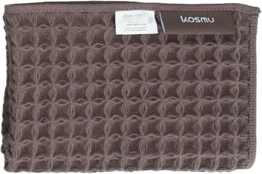 Luxury Organic Japanese Cotton Waffle Bath Towel | Thick, Absorbent, Quick Dry Bathroom Towels for Shower, Sauna, Onsen| Hotel & Spa Quality, Gift-Ready (Dark Cocoa, Face Towel, 16" x 16")