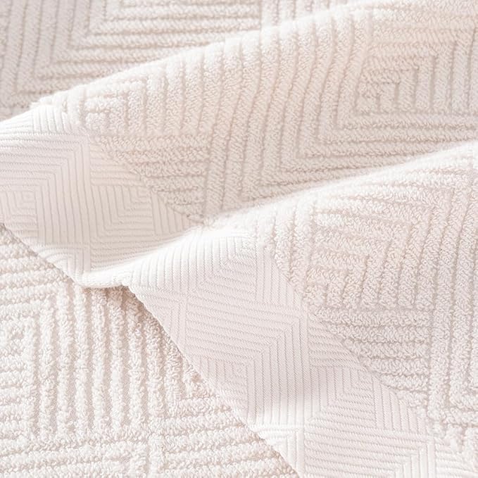 sense gnosis Super Soft Lime White Bath Towels Terry Striped Weave Pattern Ultra Absorbent 100% Cotton Towel for Bathroom(27 X 55 Inch), 2 Pieces