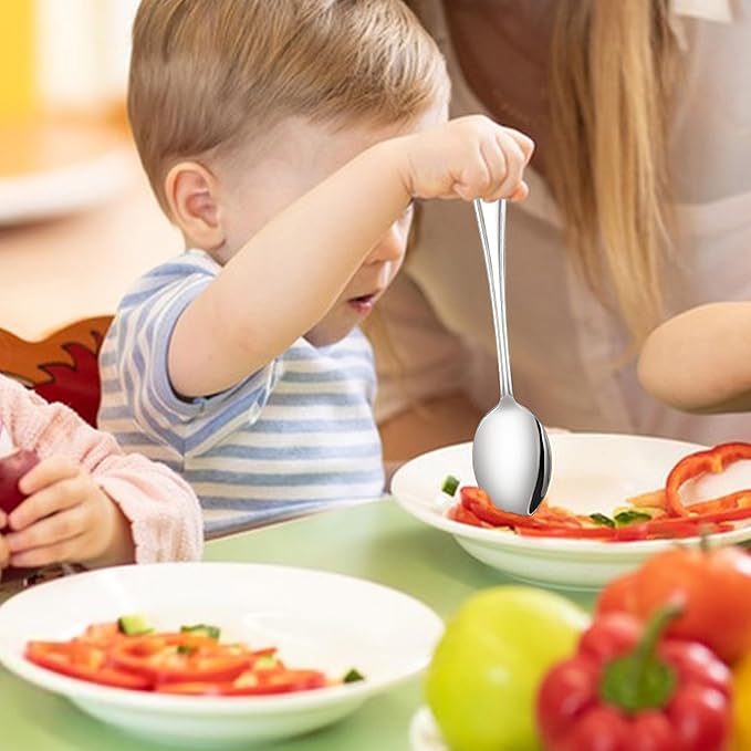 LIANYU 12-Piece Toddler Utensils, Stainless Steel Kids Silverware Set, 6 Kids Spoons and 6 Toddler Forks, Children Child Flatware Cutlery Set for Home Preschools, Dishwasher Safe