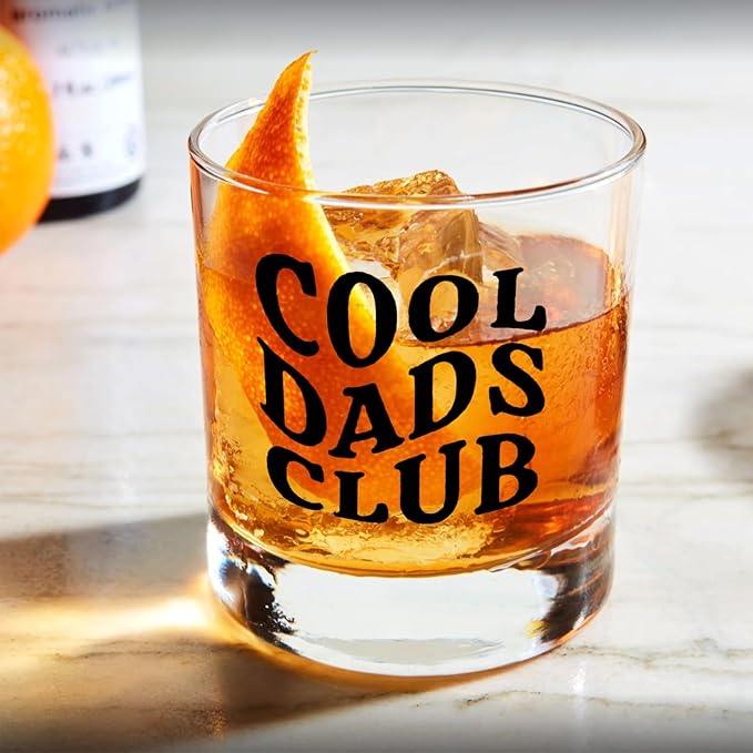 Dad Whiskey Glasses 10 oz, Dad Gifts for Birthday Christmas Father's Day from Kids Son Daughter, Cool Dads Club Old Fashioned Rocks Glasses Cup for Men Drinking Scotch Bourbon Liquor