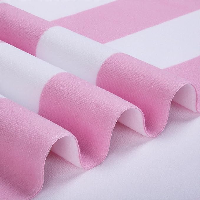 WILFA Extra Large Beach Towel - Oversized Mircofiber Beach Towel 40'' x 70'', XL Striped Lightweight Pool Towel, Big Cabana Swim Travel Towel for Adults Mens Women,Pink