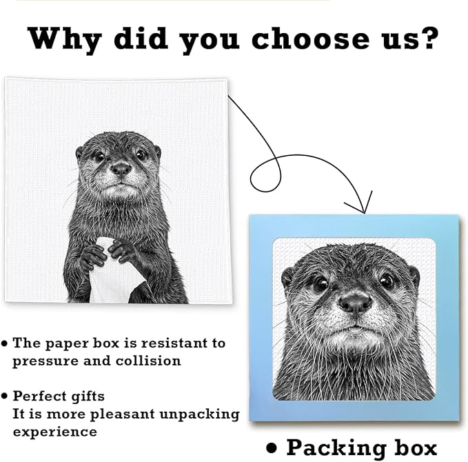 13x13 Cute Otter Kitchen Towels 1 PCS, Funny Otter Gifts for Women, Otter Decor Hand Towels for Bathroom, Cute Animal, Women, Pet Owners Housewarming-02