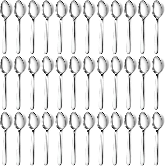 Pleafind 36-Pcs Dinner Spoons Set (7.4 inch), Spoons Silverware, Stainless Steel Spoon, Mirror Polished Tablespoon, Silverware Spoon for Home, Kitchen, Restaurant, Dishwasher Safe