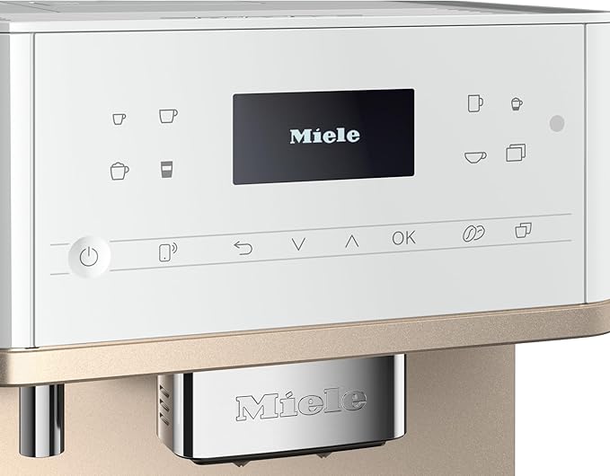 Miele CM 6360 MilkPerfection Automatic Coffee Machine - OneTouch for Two, AromaticSystem, 8 individual profiles, DoubleShot, WiFi-compatible, LED lighting, in Lotus White CleanSteel Metallic