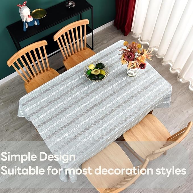 Heavy Duty Cotton Tablecloth for Rectangle Table, Rectangular Farmhouse Vintage Tablecloth, Washable Rustic Table Cover (Gray, Rectangle, 52''x70'', 4-6 Seats)