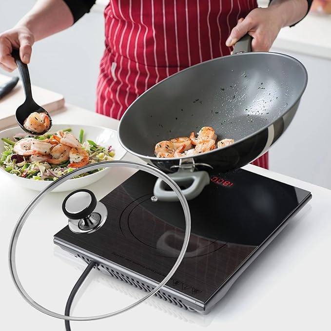 Woogim 12.5 Inch Tempered Glass Lid with 4mm Thickness Non-Slip Silicone Handle,Dishwasher Safe and Oven Up to 480℉,Well-sealed Pot Lids Universal Fit for Saucepans and Skillets