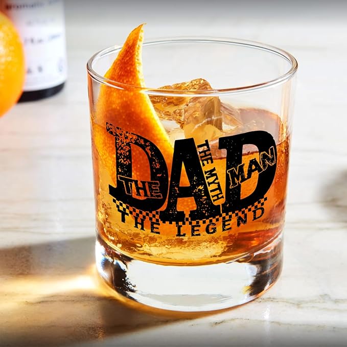 Dad Whiskey Glasses 10 oz, Dad Gifts for Birthday Christmas Father's Day from Daughter Son, The Man The Myth The Legend Father Old Fashioned Rocks Glasses Cup for Men Drinking Bourbon Liquor