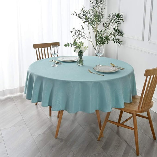 maxmill Jacquard Round Table Cloth Swirl Design Waterproof Antiwrinkle Spillproof Heavy Weight Soft Tablecloth for Circular Table Cover and Kitchen Dinning Tabletop Round 70 Inch Turquoise
