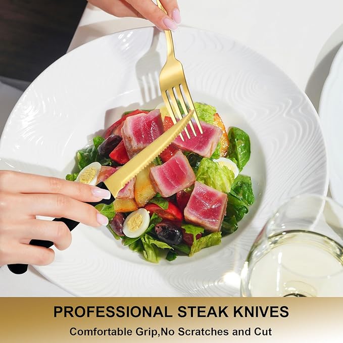 61Pcs Silverware Set with Organizer, Silver Stainless Steel Flatware Set for 10 Cutlery Utensil Sets with Steak Knives, Spoons and Forks Set, Dishwasher Safe