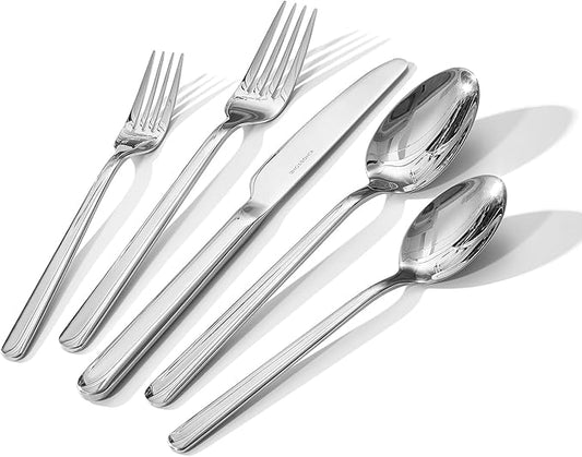 KINGSTONE Forged 40-Piece Silverware Set 18/10 Stainless Steel Flatware Utensils Set for 8, Mirror Finish,Dishwasher Safe (Silver)