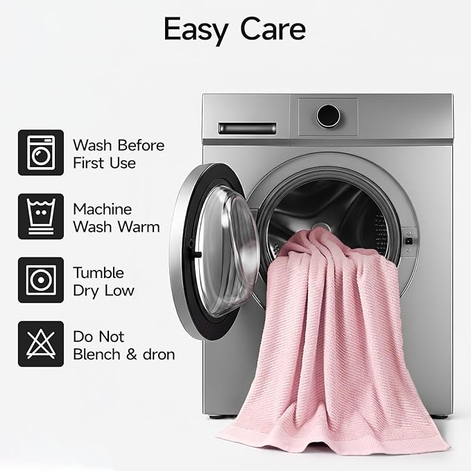 REDKISS Luxury 8-Piece Pink Towel Set, 2 Bath Towels, 2 Hand Towels, 4 Washcloths, 100% Cotton, Quick Dry, Highly Absorbent Towels for Bathroom, Gym, Hotel, Spa