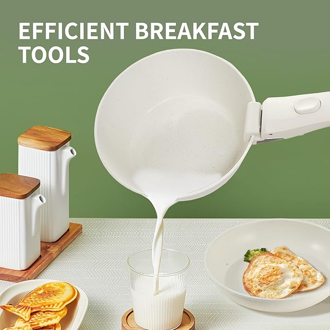 Nonstick Ceramic Cookware Set 21PCS with Detachable Handle, Pans and Pots Set, RV Kitchen Set Cookware Set, with Removable Handles, Oven Safe, Induction Ready, Stackable Non-stick Set