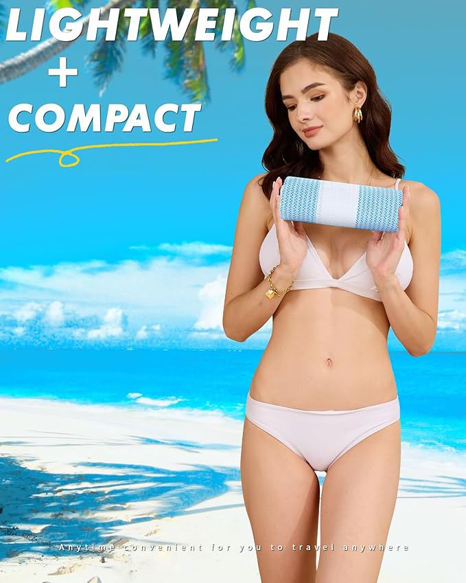 2 PacksOversized Cotton Turkish Beach Towels 74"x38" Thin Quick Dry Sand Free Pool Swim Bathing Towel Extra Large Blanket Adult Travel Essentials Accessories Summer Vacation Blue Purple Stripe