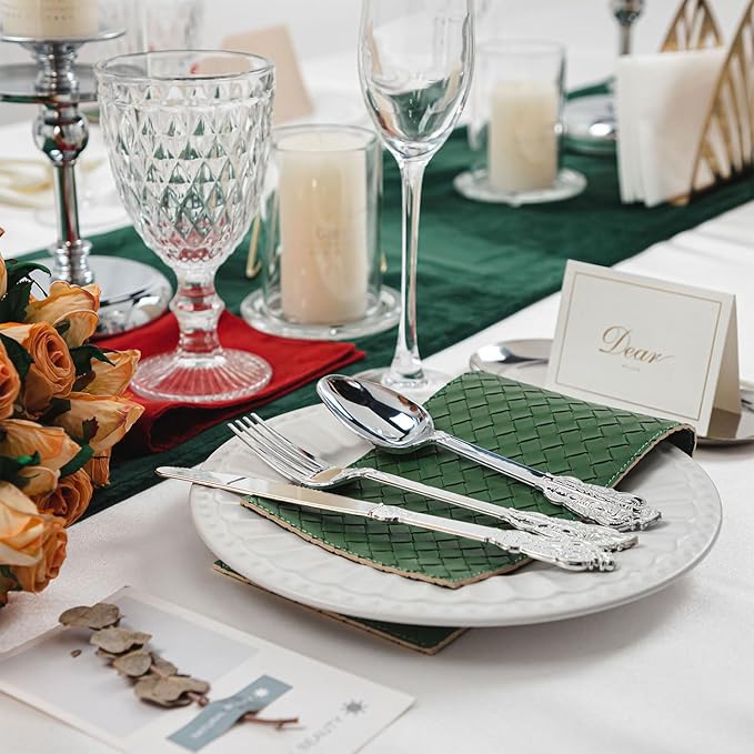 N9R 120PCS Silver Plastic Silverware, Heavy Duty Plastic Cutlery for Parties, Fancy Disposable Flatware Set Includes 40 Forks, 40 Spoons, and 40 Knives, Perfect for Weddings, Dinners, Picnics, Party