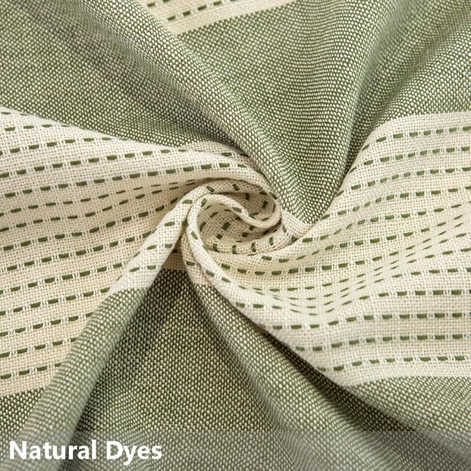 TruDelve Cotton Extra Long Tablecloth 120 Inch Sage Green Striped Table Cloth Washable Cloth Tablecloths for 8 Foot Rectangle Tables (120"x55", Green)