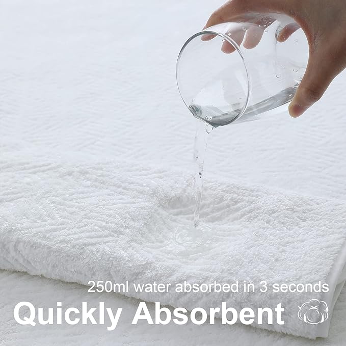 CHINO White Bath Towels Set, 2 Oversized Large Towels/2 Hand Towels/4 Washcloths,Quick Dry Super Soft Absorbent Shower Bathroom Towel Set Hotel Spa Towel (8 Pack)