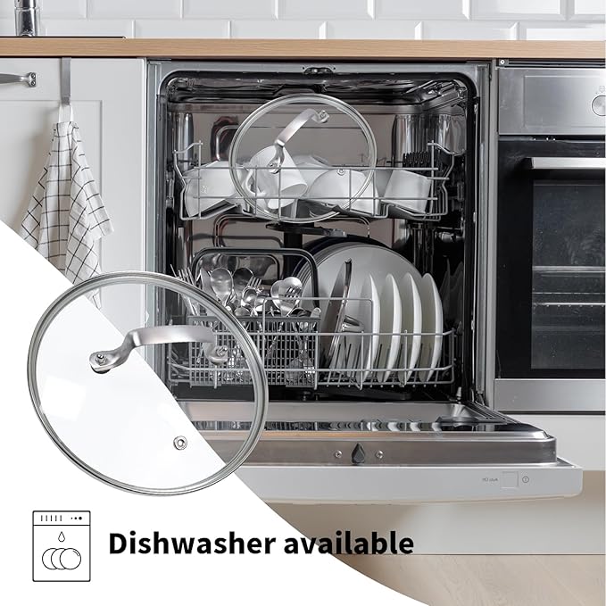 8" Tempered Glass Pan Lid with Steam Vent, Thickened to 4mm and Dishwasher Safe and Oven up to 480℉, Universal Lid Fit for Cast Iron Skillets, Frying Saute Pan, Cooking Pot