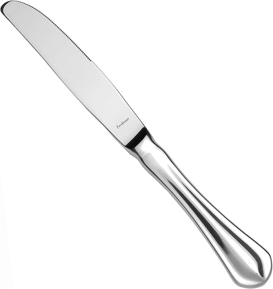 Fortessa Forge 18/10 Stainless Steel Flatware Solid Handle Table Knife, Set of 12,Silver