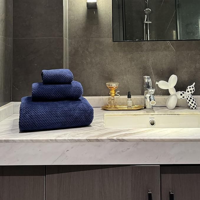 Oversized Bath Towels Extra Large 40x80 Inches Bath Sheets for Adults Super Soft Quick Dry Highly Absobent Microfiber Shower Towels (2 Piece, Navy Blue)