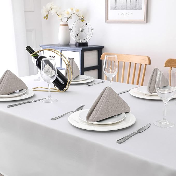 H.VERSAILTEX Linen Textured Cloth Napkins Set of 12 (18" X 18") Linen Textured Dinner Napkins Waterproof Extra Soft Thick Durable Reusable Napkins with Hemmed Edges, Heather Taupe