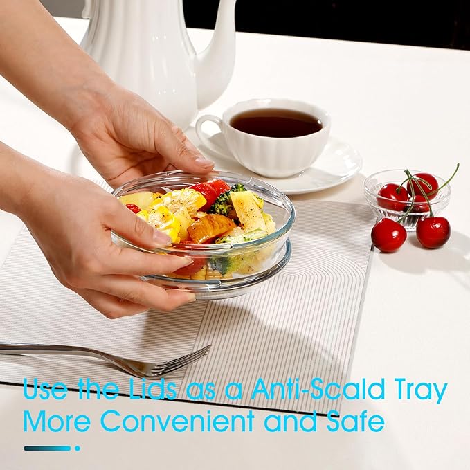 13OZ Mini Glass Casserole Dish With Lid, 5.5in Oven Safe Bakeware with Handles, Microwave Oven Safe Glass Bowl with Lid