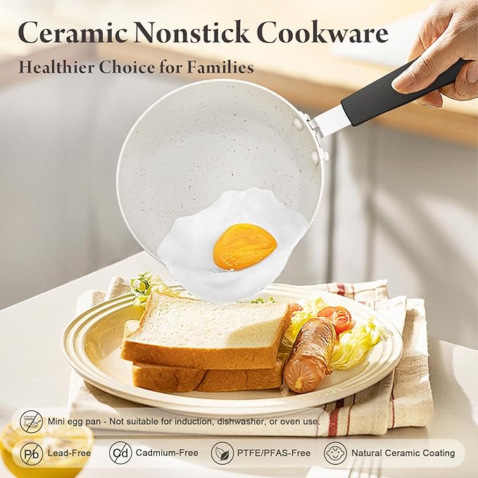 25-PC Pots and Pans Set Non Stick Ceramic Cookware Set, Healthy Non Toxic Kitchen Cookware Sets with Large Capacity, Induction Compatible, PFAS/PTFE/PFOA/PFOS Free, Black/White