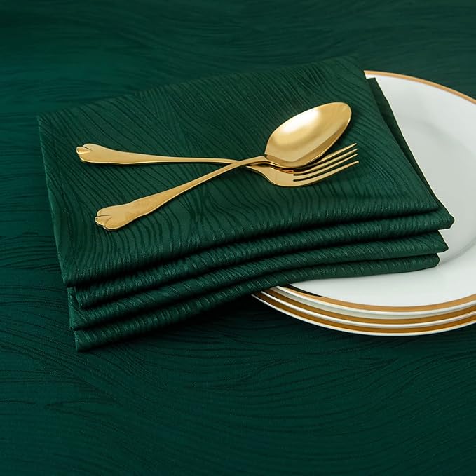 maxmill Jacquard Cloth Napkins 20 x 20 Inch Swirl Pattern Soft Comfortable and Luxury Serviette for Christmas Family Dinners Weddings Parties and Banquets Set of 4 Pieces, Hunter Green