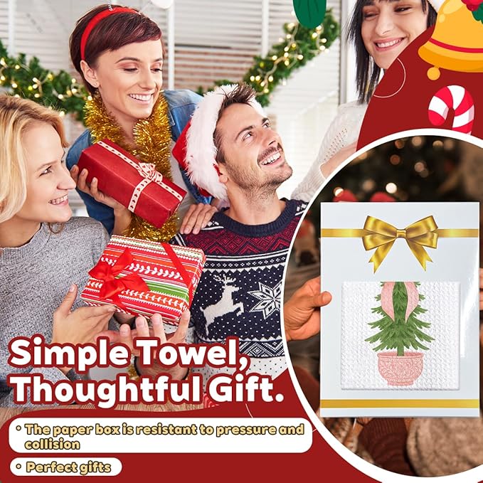 1PCS Pink Xmas Chinoiserie Christmas Kitchen Hand Towels,Blue and White Porcelain Decorative Dish Tea Towel,Bow Chinoiserie Decor for Bathroom, for Women,16x24inch -A16