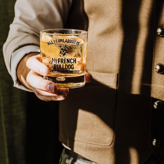 French Bulldog Gifts Whiskey Glasses 10 oz, Gifts for French Bulldog Lovers, Funny Frenchie Old Fashioned Rocks Glasses Cup for Women Men Drinking Scotch Bourbon Liquor