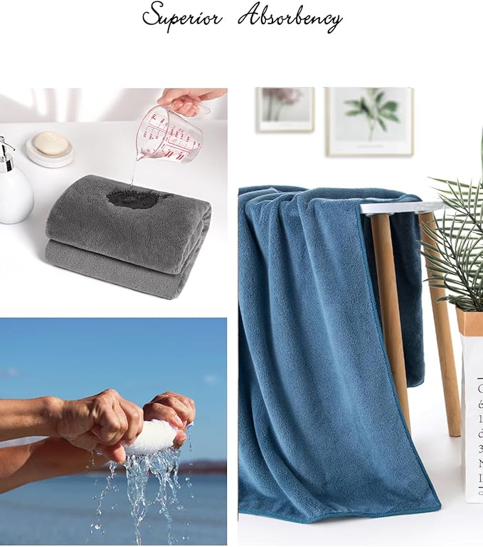 4 Pack Microfiber Bath Towel Set,Ultra Absorbent Quick Dry 29" L x 13" W, Lightweight & Durable for Gym/Spa/Travel/Home, Supple Skin-Friendly Fabric in Multicolor(Ideal Gift)