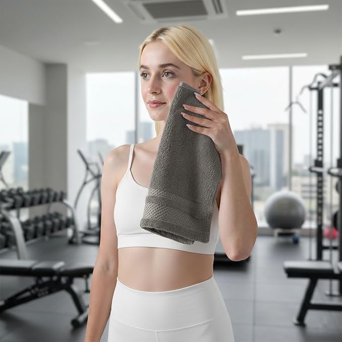 REDKISS Luxury Washcloths for Showering, 13x13 inch, 100% Cotton Premium Wash Cloths Set of 6, Super Soft and Highly Absorbent Face Towels for Bathroom, Spa, Gym and Hotel, Brown