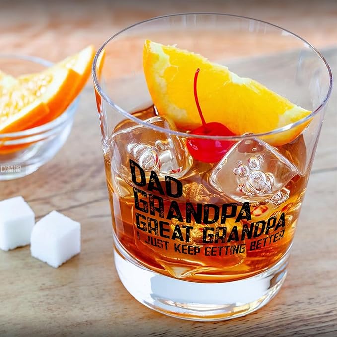 Great Grandpa Whiskey Glasses 10 oz, Great Grandpa Baby Announcement Gifts, Funny Old Fashioned Rocks Glasses Cup for Men Drinking Scotch Bourbon Liquor