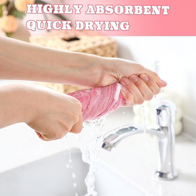 4 Pack Boho Bathroom Hand Towel 14 x 30 Inch 100% Turkish Cotton Decorative Boho Kitchen Hand Towel Farmhouse Bathroom Decor Set Absorbent Soft Guest Tea Gift(Pink,White)