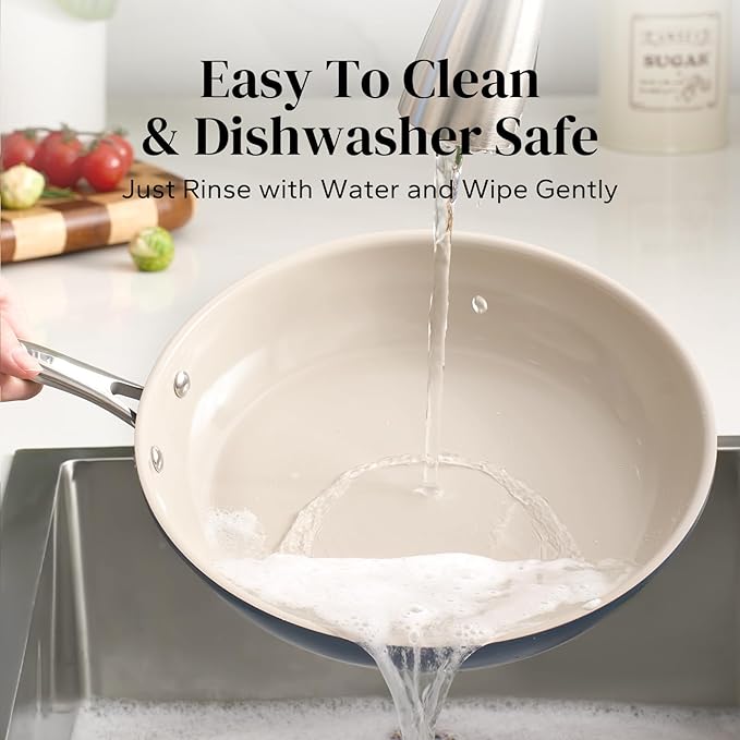 Redchef Ceramic Non Stick Egg Pans, Nonstick Frying Pan Skillet, 8 inch Cooking Pan Non Toxic with Stay Cool Handle for Induction, PTFE & PFAS & PFOA Free, Dishwasher/Oven Safe (Blue)