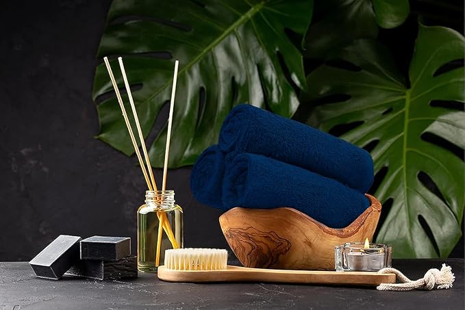 Softolle Salon Towels – Pack of 24 (16"x27") 100% Cotton Ring Spun (Not Bleach Proof) Ultra Soft, Highly Absorbent Hand Towels – Bulk for Spa, Gym & Salon (Navy Blue)