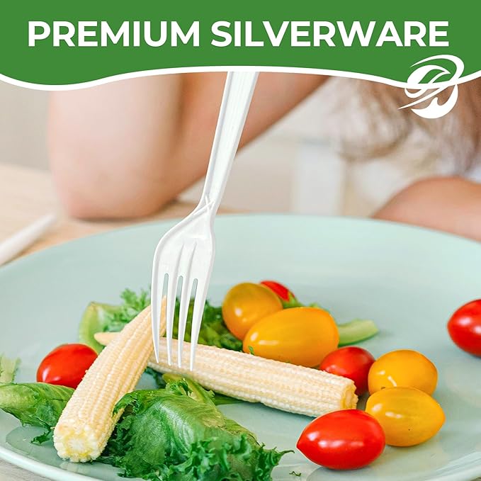 Plastic Forks 1000 Count Extra Heavy Duty Disposable Fork Bulk Plastic Forks White Silverware Reusable Disposable Cutlery for Home Restaurant Party Picnic