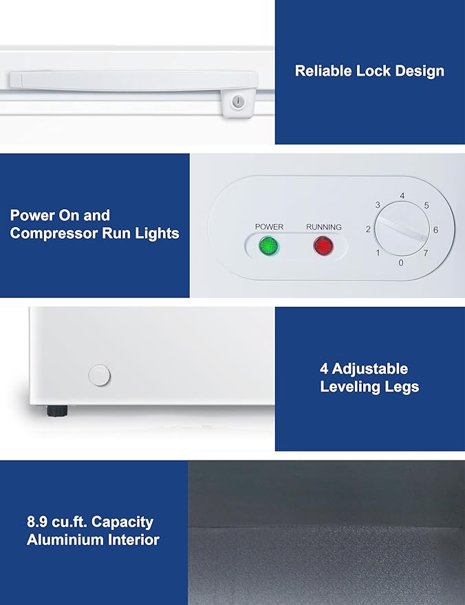 BLACK+DECKER 8.9 Cu. Ft. Chest Freezer, Deep Freezer with Top Opening, Freezer Chest with 2 Removable Storage Baskets, Mechanical Temperature Control, Manual Defrost, R600a Refrigerant, BCF890E,White