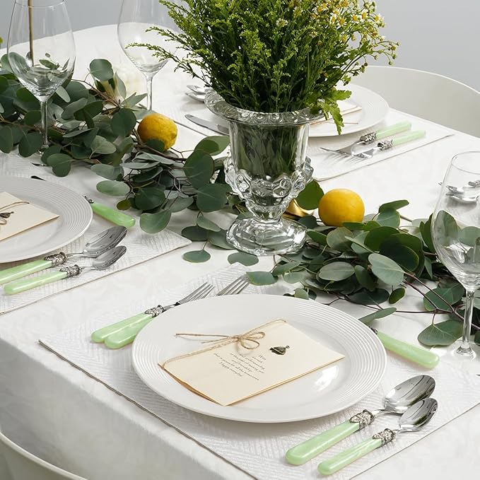 20 Pieces 18/10 Stainless Steel Elegant Silverware Set for 4,Vintage Flatware Set,Dishwasher Safe (20, Green)