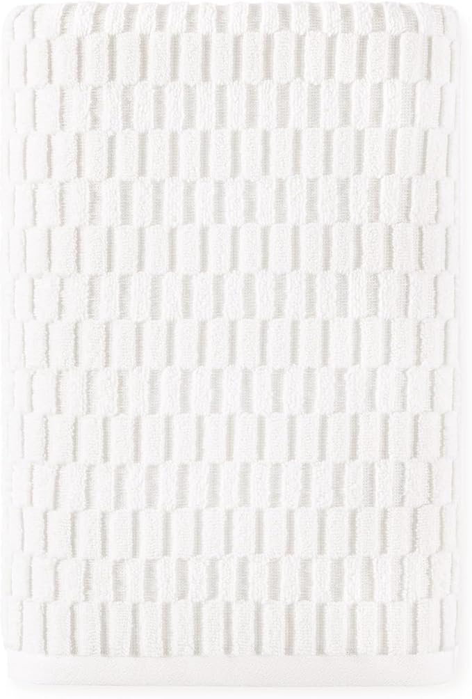 DKNY Metro Tile Quick Dry 100% Cotton Towel Set for Bathroom – 2 Bath, 2 Hand, Zero Twist, Absorbent, Supremely Soft, 550 GSM, 4 Piece, White