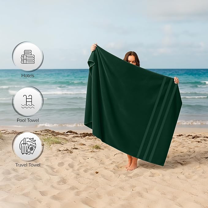 RIVERSIDE Pack of 2 Extra Large Bath Sheets 35 x 70 Inches - 100% Ring Spun Cotton Hotel Quality Oversized Bath Towels - Super Soft, Highly Absorbent & Quicker to Dry - Hunter Green
