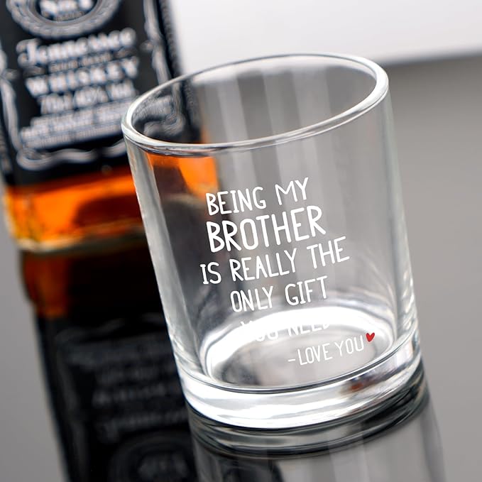 Futtumy Being My Brother Is Really The Only Gift You Need -Love You Whiskey Glass, Gifts for Brother, Brother Gifts from Sister Brother In Law, Brother Christmas Gifts, White Elephant Gifts