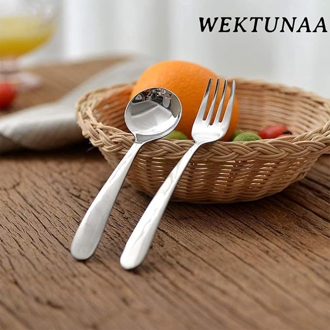 Stainless Steel kids Silverware Set-6 pieces-Kids Forks and Spoons-Mirror Polished-Toddler silverwares Back to school lunch supplies