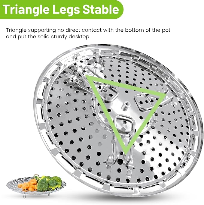 Vegetable Steamer Basket, Premium Stainless Steel Veggie Steamer Basket - Folding Expandable Steamers to Fits Various Size Pot (Extra Large (6.5" to 11"))