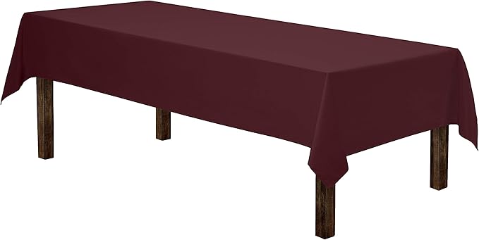 Gee Di Moda Rectangle Tablecloth - 60 x 84 Inch Burgundy Table Cloth for 5 Foot Rectangle Tables - Heavy Duty Washable Fabric - for Holiday Party, Dinner, Weddings, Baby Shower & Events
