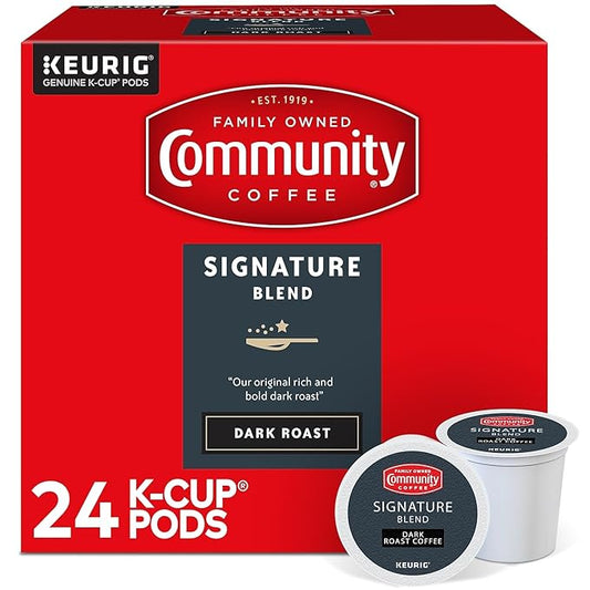 Community Coffee Signature Blend 24 Count Coffee Pods, Dark Roast, Compatible with Keurig 2.0 K-Cup Brewers, 24 Count (Pack of 1)