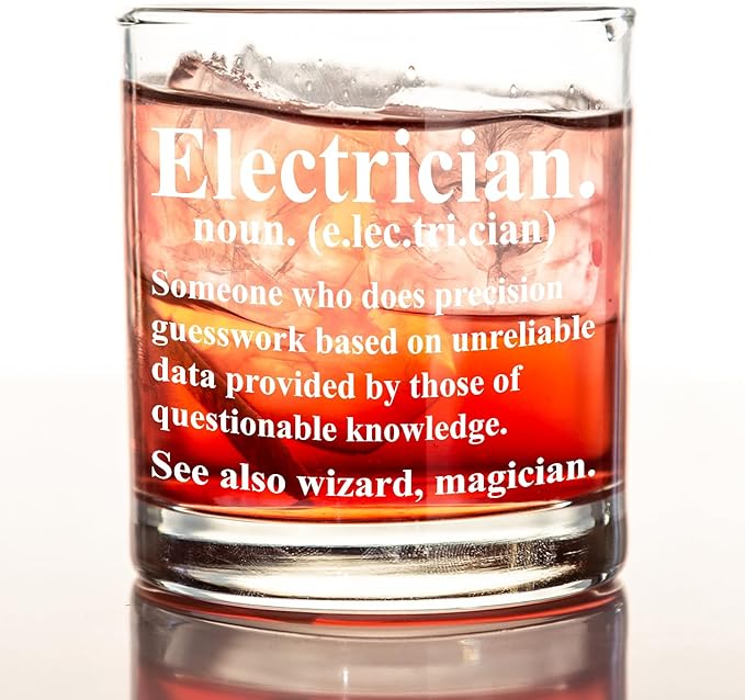kunlisa Electrician Gifts Whiskey Glasses, Best Electrical Engineer Gifts, Electrical Engineering Gift, 10 oz Drinking Rocks Glasses for Men Whisky Cocktail Scotch Bourbon Liquor