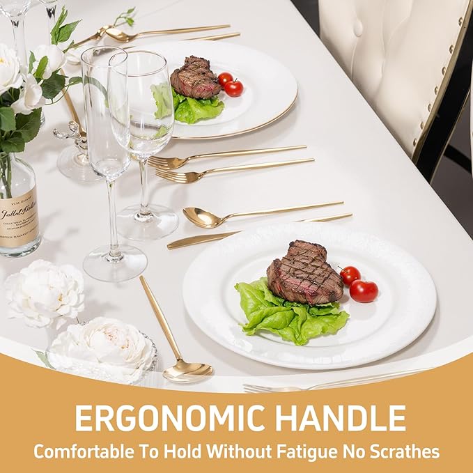 NOCCUR 20-Piece Gold Silverware Set for 4 - Stainless Steel Gold Flatware Set Include Knives, Spoons and Forks - Mirror Polished for Home/Party/Thanksgiving