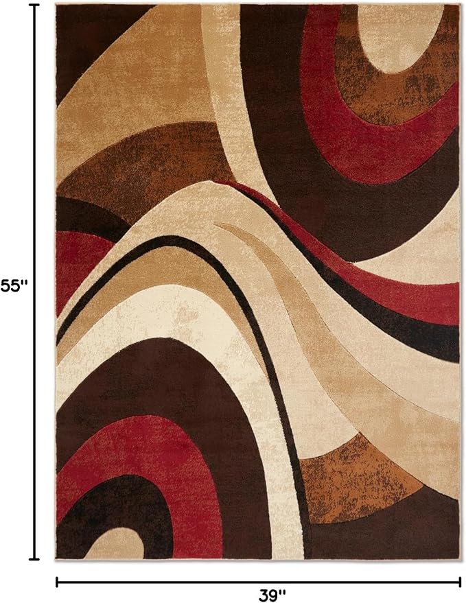 Home Dynamix Tribeca Slade Modern Area Rug, Abstract Brown/Red 39"x55"